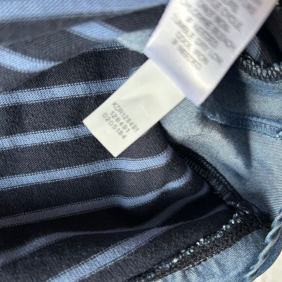 J Jill T Shirt Dress Tunic Size L Blue Striped 3/4 Sleeve Crew Neck Hand Pockets - Picture 6 of 8